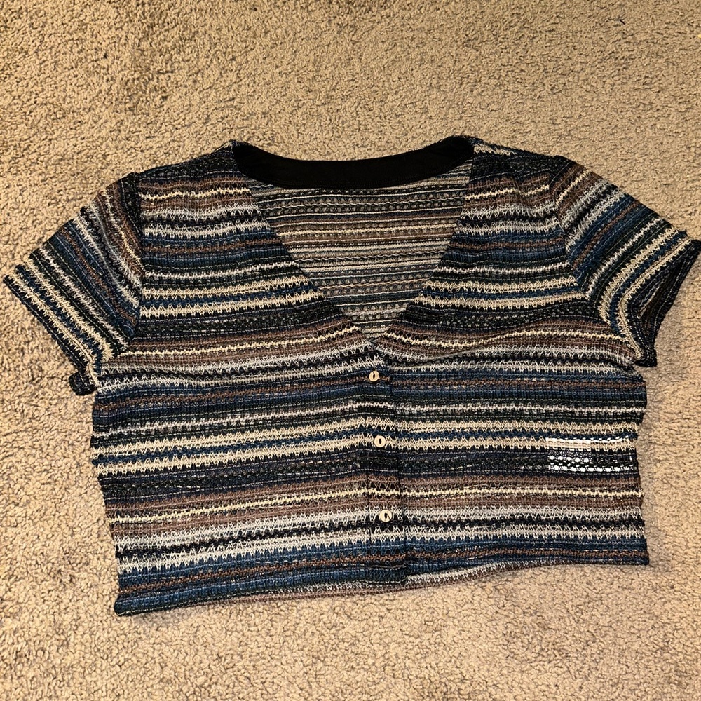 Shein Multicolor Woven Crochet Crop Top Womens XL
